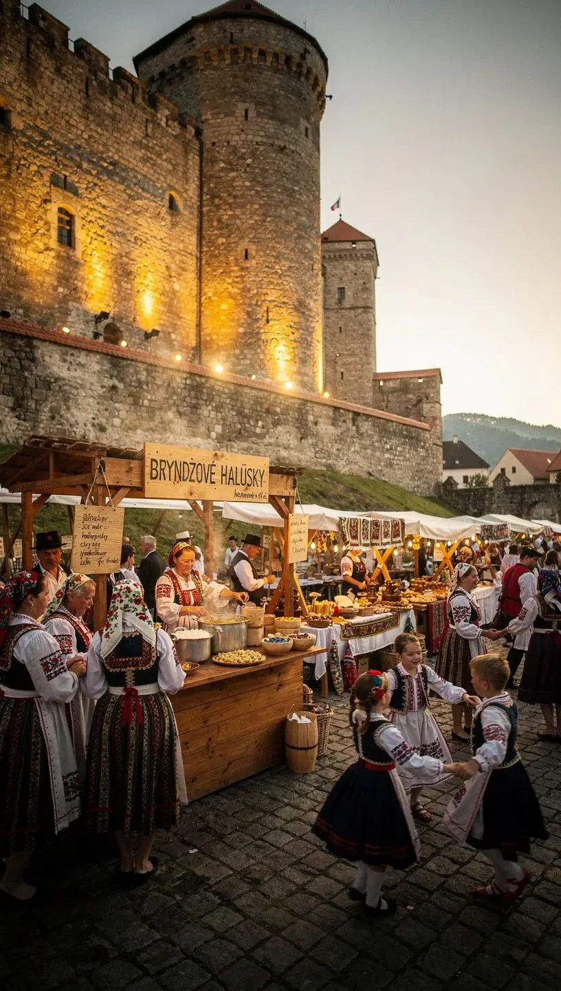 Panoramatický výhľad na historické centrum slovenského mesta s dominujúcim hradom na kopci.